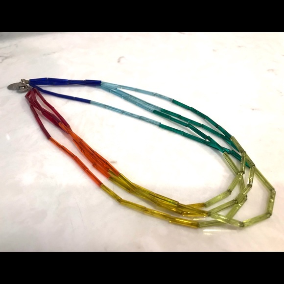 Vintage Philippe Audibert Necklace, Rainbow 17” - Picture 3 of 8